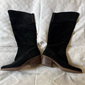Lucky Brand Black Suede Heeled Boots